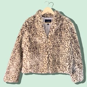 Banana Republic Snow Leopard Faux Fur Coat
